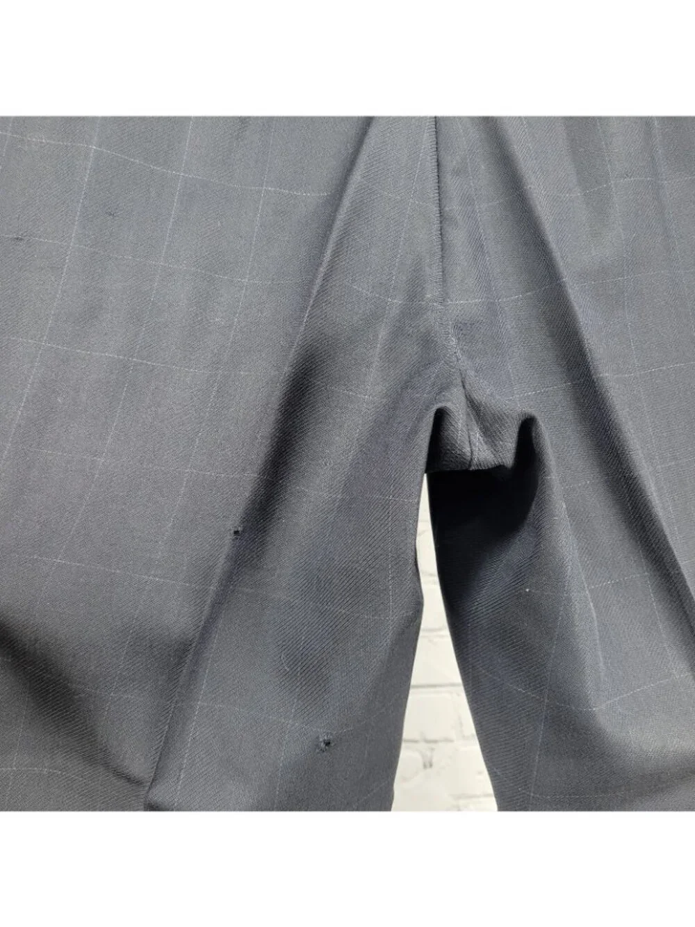Daniel Cremieux Navy 100% Wool Check Full Suit Set Jacket 44R Pants 37x29 USA